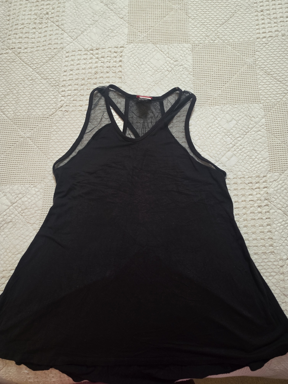Daytrip Black Racerback Tank with Mesh Insets